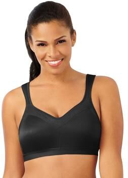 Plus Size Women's 18 Hour Active Breathable Comfort Wirefree Bra by Playtex in Black (Size 38 C)