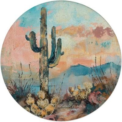 Thirstystone "Desert Dream 4-pack Round Natural Sandstone Coaster with Protective Cork Backing Manufactured in The USA 4"" Diameter"