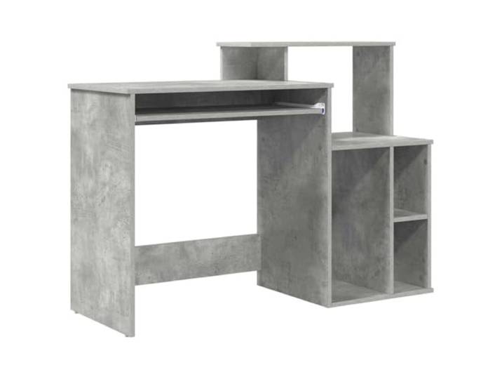 LKJephalotrope Schreibtisch Beton Grau 120,5x44x88,5 cm Holzwerkstoff Praktischer Arbeitsplatz mit Schublade und offenen Fächern für Arbeitszimmer, Jugendzimmer und Homeoffice-Ecken.