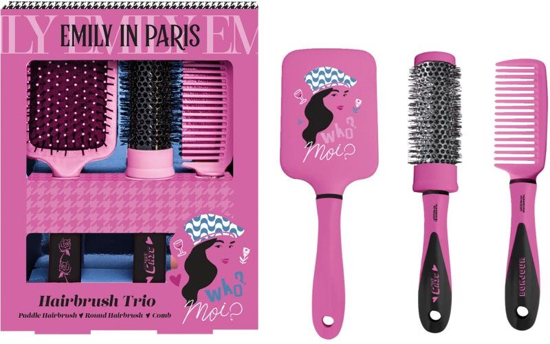 Emily In Paris Hairbrush Trio ensemble brosse et peigne pour cheveux 3 pcs