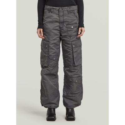 Cargohose G-STAR "Mega Cargohose", Damen, Gr. 30, grau (coated vintage khaki), Obermaterial: 100% Polyimid, Hosen Cargohose