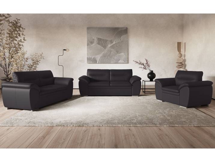 Polstergarnitur COTTA Leandra , grau, Kunstleder SOFTLUX, Sitzmöbel-Sets, Polstergarnitur, Set bestehend aus: 2-Sitzer & 2,5-Sitzer
