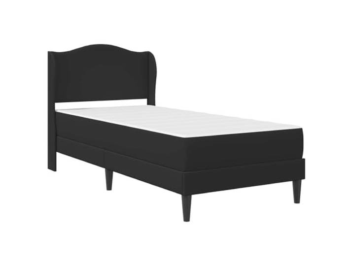 SKTQYQO Bett 90 x 190 cm Schwarz Sperrholz mit Kopfteil Lattenrost, Kunstleder, einfache Reinigung, schnelle Montage, Verwendung im Innenbereich
