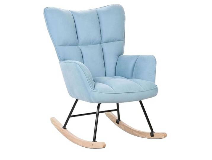 Beliani Schaukelsessel aus Stoff blau gepolstert Schaukelstuhl modern gemütlich Oulu