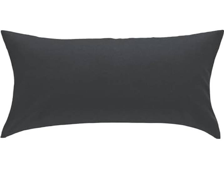 Erwin Müller Kissenbezug, Kissenhülle Uni Nördlingen anthrazit Größe 40x80 cm - flauschig angeraute Oberfläche für kalte Nächte, temperaturregulierend, mit Reißverschluss