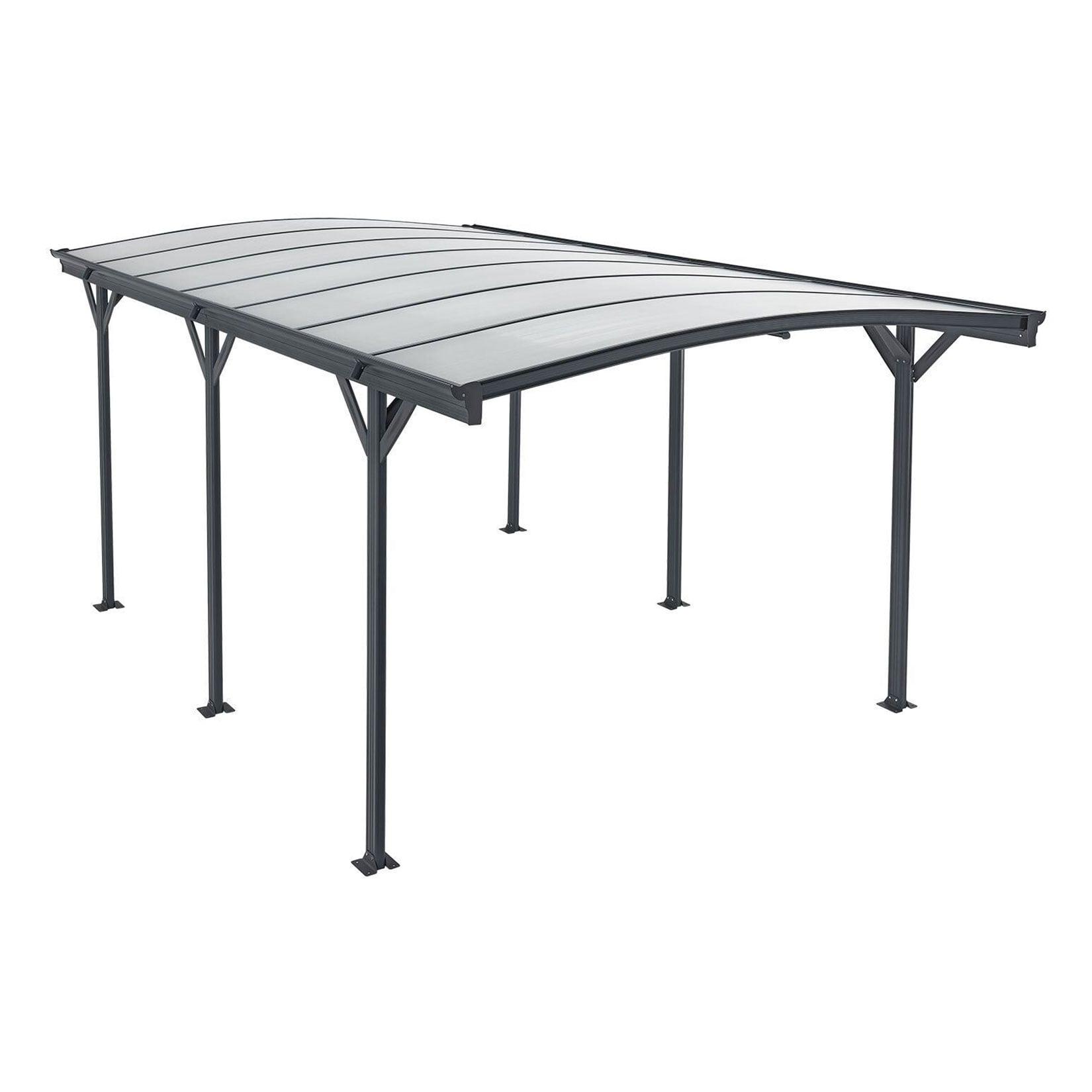 Juskys Carport mit Bogendach 5x3 m – freistehende Überdachung aus Aluminium mit Doppelstegplatten