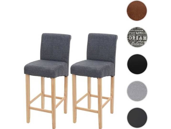 MCW 2x tabouret de bar MCW-C33 gris foncé pieds clairs tissu textile