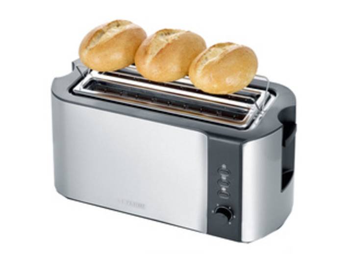Grille-pain 4 tranches AT 2590, acier inox / noir