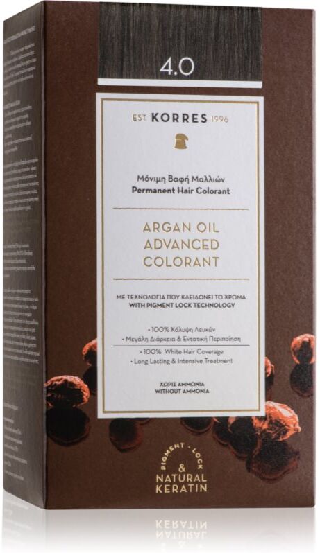 Korres Argan Oil Permanent hårfarve Med Arganolie Skygge 4.0 Brown 50 ml