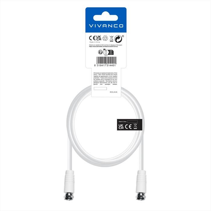 SBS F-connection Lead F-plug F-plug 1,5m-bianco