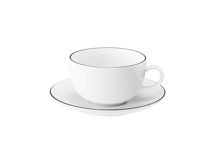 MILCHKAFFEETASSE MIT UNTERTASSE Lido Black Line weiß 350 ml