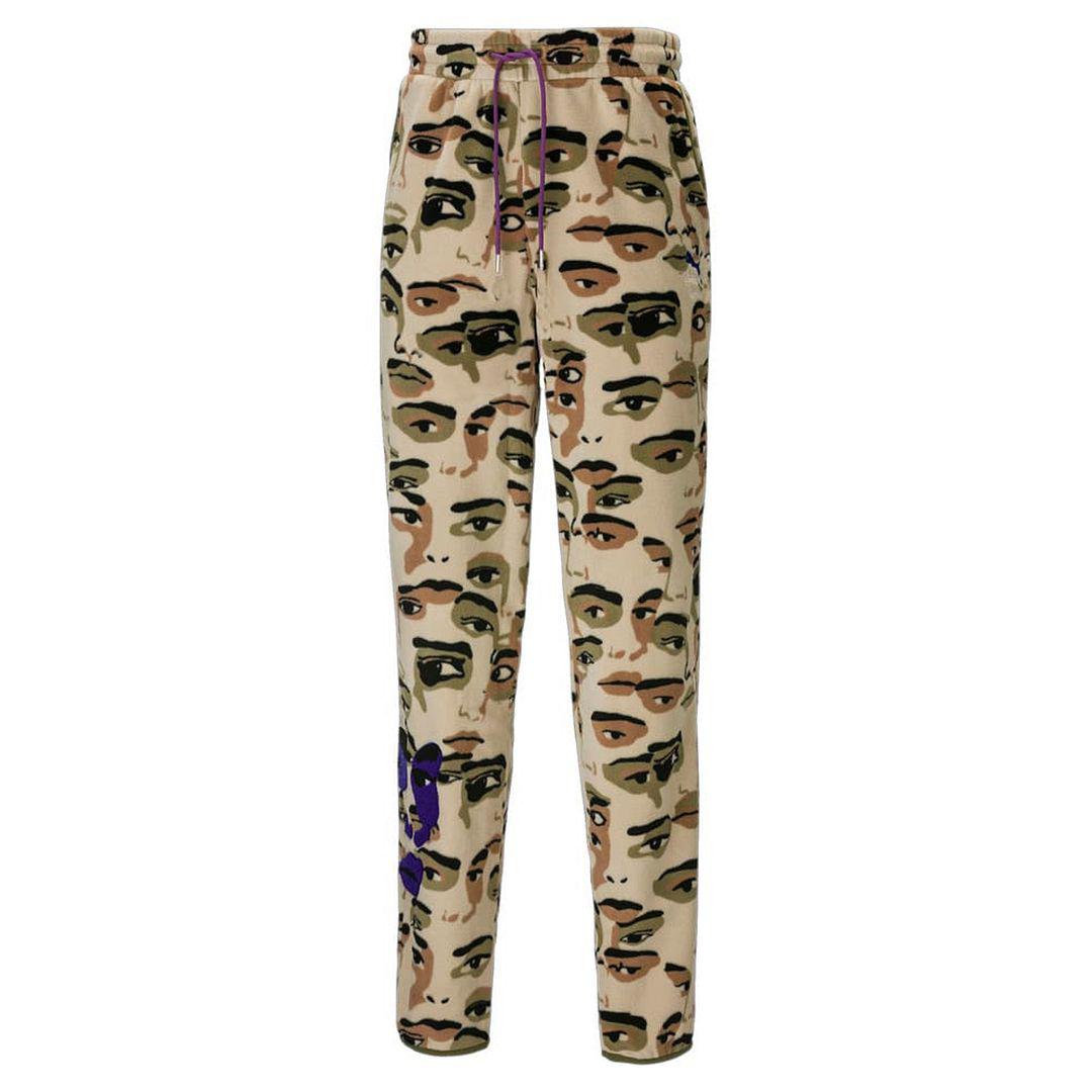 Puma x Kidsuper Studios Brown Women Dehnung mit fliehen AOP -Trackhosen 530403 96