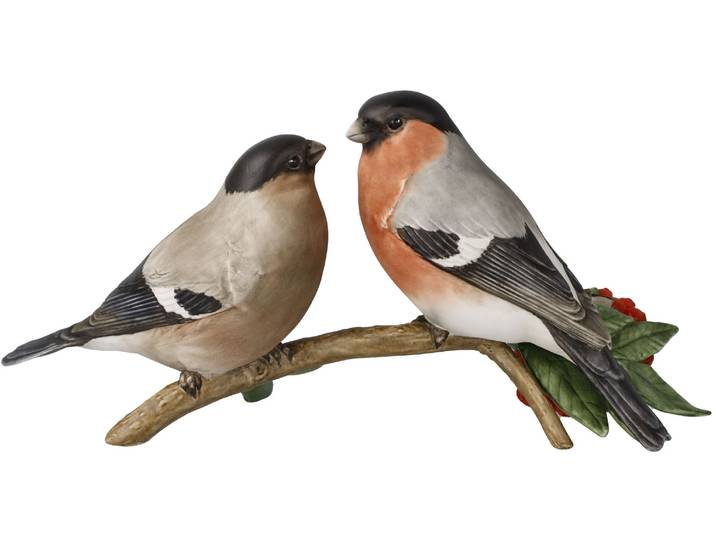 Tierfigur GOEBEL Figur Gimpelpaar , bunt, B:8,5cm H:11cm T:23,5cm, Porzellan, Dekofiguren, Tierfigur