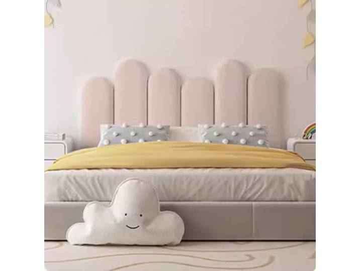 Boracy Wandpaneele Gepolstert, Ovales Wandpaneele Kinderzimmer, Schlafzimmer Wohnzimmer Bett Lendekissen, Kopfteil Wandpolster Einfach zu Säubern (Color : Pink, Größe : 40CM_180CM)