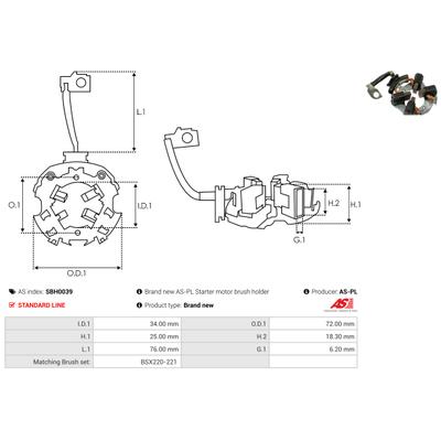 AS-PL Halter, Kohlebürsten SBH0039 720mm