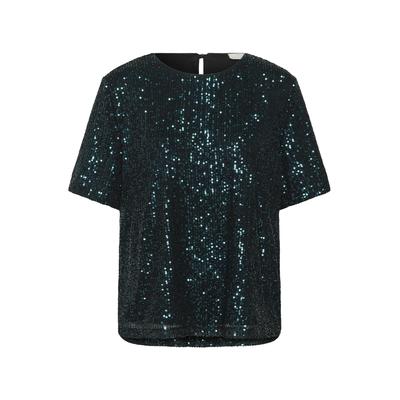 Kurzarmbluse KAFFE "Damen Bluse kurzarm KAlila", Damen, Gr. S, grün (dunkelgrün sequin), Obermaterial: 100% Polyester PES., Blusen