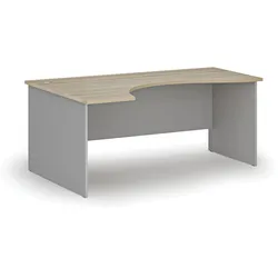 Ergonomischer Bürotisch PRIMO GRAY, 180x120 cm, links, grau/natur Eiche