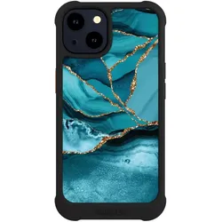 Nivocase Hülle für Apple iPhone 14 Stossfeste Handyhülle NIVOmax Case Schwarz Edelstein Glitzer Look Marmor (Apple iPhone 14), Smartphone Hülle, Schwarz