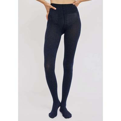 Strickstrumpfhose LASCANA, Damen, Gr. S, blau (2x dunkel jeans), Obermaterial: 69% Modal, 29% Polyamid, 2% Elasthan, elastisch, Strumpfhosen, gerippt, mit weichem Modal