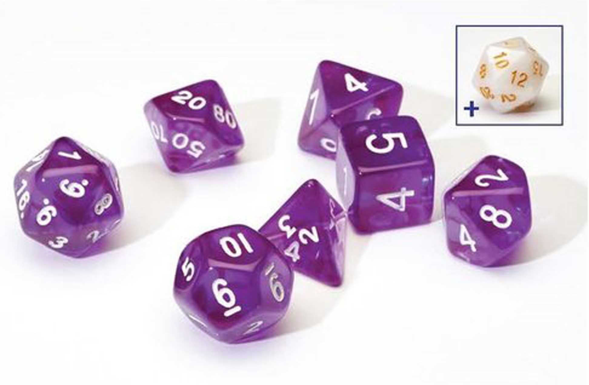 Sirius Dice Translucent Purple Polyhedral Dice Set for Tabletop Roleplaying