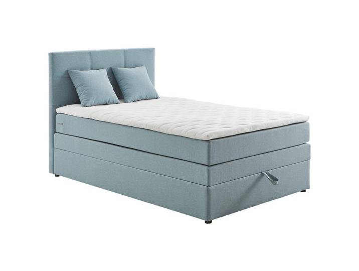 Welnova Boxspringbett, Hellblau, Kunststoff, H4, Höhe ca. 17 cm, 140x200 cm, gepolstertes Kopfteil, Kinderzimmer & Jugendzimmer, Jugendmöbel, Jugendbetten, Jugend-Boxspringbetten