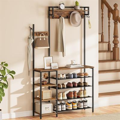 No Hall Tree with Bench and Shoe Storage - 11.81 x 41.34 x 72.83