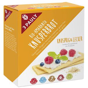 3-Pauly Knusperbrot Amaranth Knusprig&Lecker, Reis & Mais, BIO, gluten-, laktosefrei & vegan, ohne Zuckerzusatz, 100 g