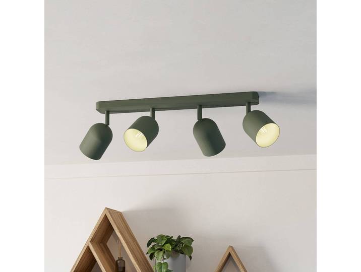 EGLO Deckenstrahler Tilston, dunkelgrün, Länge 58 cm 4-flg. Stahl dimmbar, grün, für Wohn- / Esszimmer, Metall, Downlights