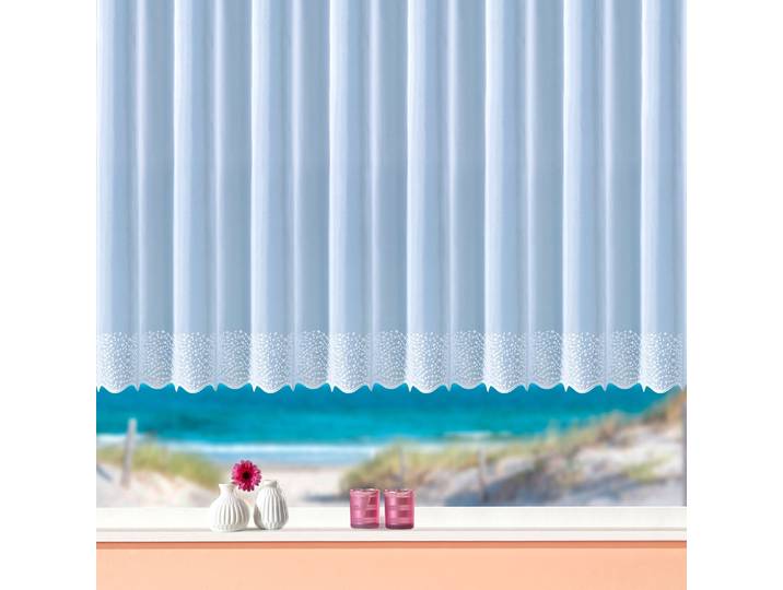 Gardine WECKBRODT Duisburg Gr. 4, weiss (weiß), B:450cm H:145cm, Voile, Polyester, Gardinen, Gardine, echte Stickerei, Voile, transparent, Bordüre, Kante, gebogt, Store