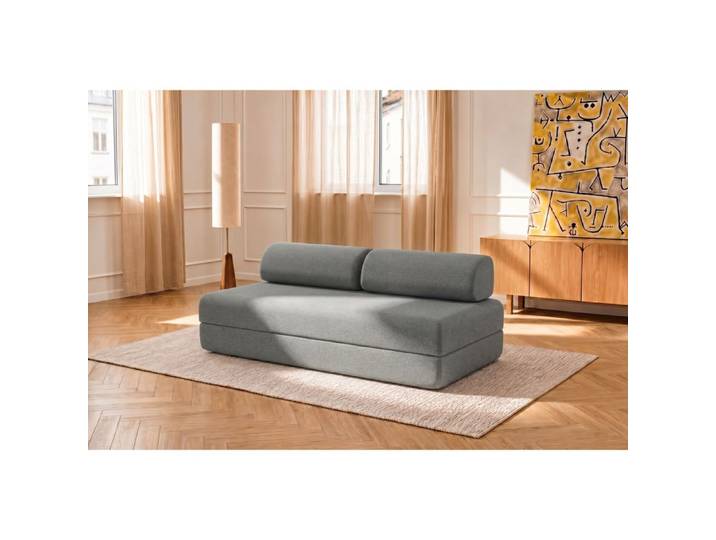 Canapé compressé convertible et modulable 3 places en tissu lisse gris