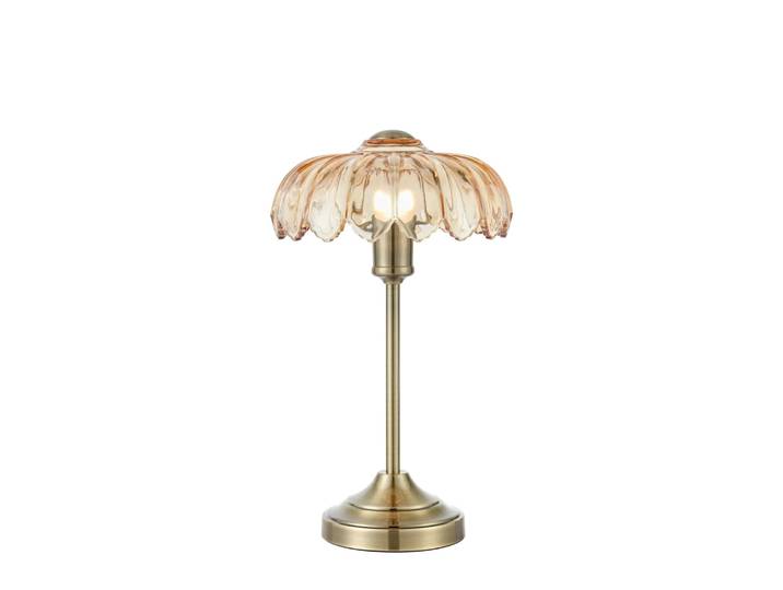 Lampe de table en verre ambré
