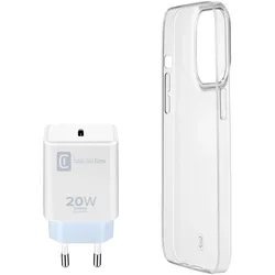 Cellularline Starter Kit Charger+Case f. iPhone 14, Trans