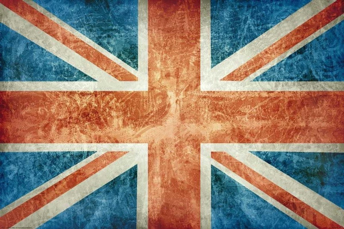 Grafische Union Jack Poster Britse Vlag Wanddecoratie Vintage Stijl Houtkleurig 91.5 x 61 cm