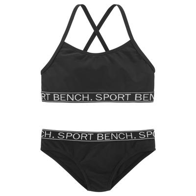 Bustier-Bikini BENCH. "Yva Kids", Mädchen, Gr. 122/128, N-Gr, schwarz, Recycling-Polyamid, unifarben, Bikini-Sets, in sportlichem Design und Farben