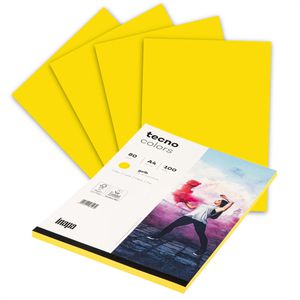 Inapa tecno colors 2100019168, Kopierpapier, A4, 80g/qm, gelb, 100 Blatt