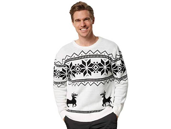 Dressforfun Kersttrui Winterland zwart-wit - S