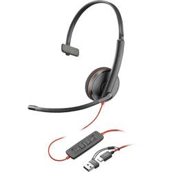 HP Poly Blackwire C3210 Over Ear Headset kabelgebunden Mono Schwarz Mikrofon-Rauschunterdrückung Headset, Lautstärkeregelung, Mikrofon-Stummschaltung Computer 8X214AA