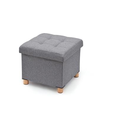 Grau Lagerung Pouffe Mit Hölzernen Beinen 38X38X34Cm