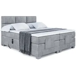 BOXSPRINGBETT elektrisch verstellbar mit 2 Matratzen H4/Taschenfederung PROT EL 180 x 200 Hellgrau