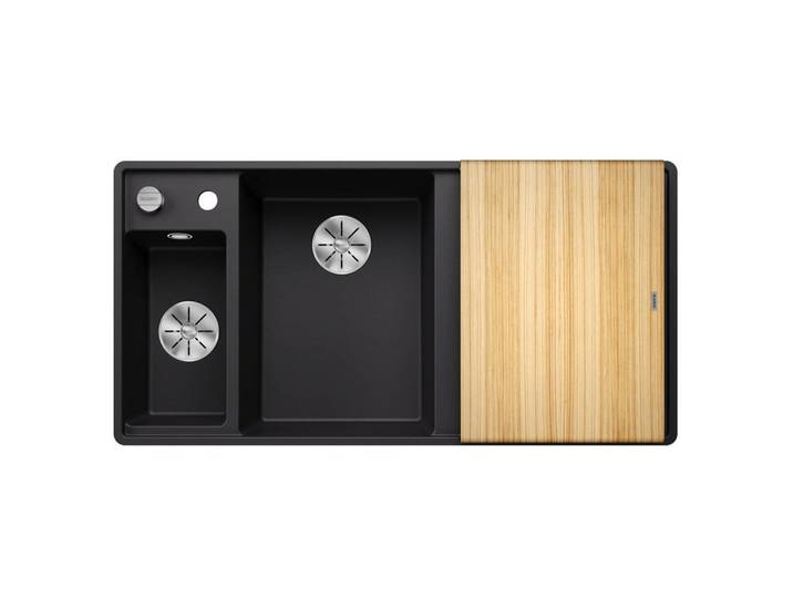 Blanco Spüle Axia III 6 S-F, Schwarz, Stein, Holz, Esche, 99x19x50 cm, Küchen, Küchenausstattung, Küchenspülen, Granitspüle