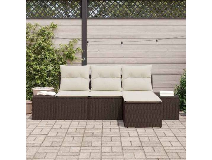HOT SALE* Ensemble de canapé de jardin 4 pcs - SHIELD - Jeu de Table d'extérieur + chaises - Marron polyrotin 7825395