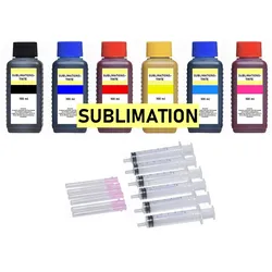 6 x 100 ml Sublimationstinte schwarz, cyan, magenta, gelb, light-cyan, light-magenta für Epson