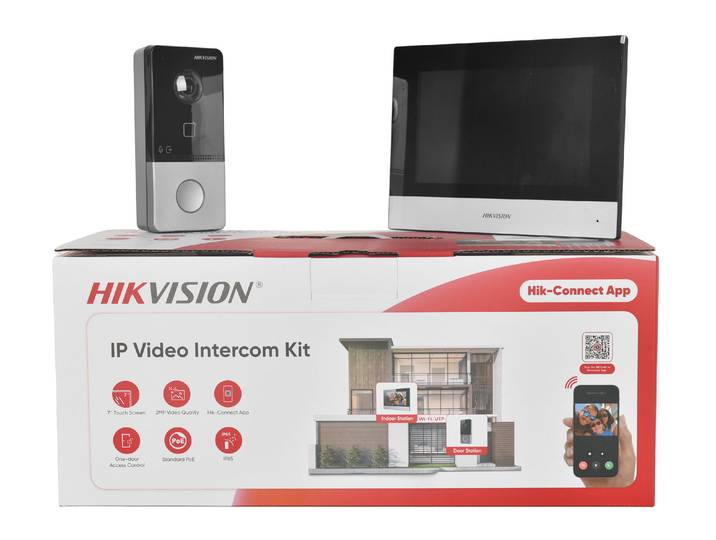 HIKVISION DS-KIS603-P KIT d'interphone vidéo IP POE multilingue 802.3af, comprend les boutons d'appel DS-KV6113-WPE1 et DS-KH6320-WTE1