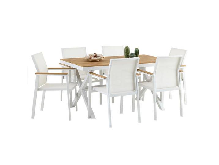 Idimex Gartenmöbel SET Windy 7er Set beige, Beige, Metall, Mode, Gartenmöbel, Gartengarnituren, Gartenmöbel-Sets