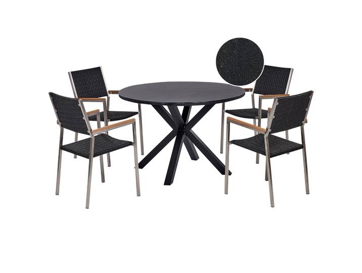 GARTENMÖBEL-SET 4-Sitzer Schwarz Polyrattan Maletto/grosseto