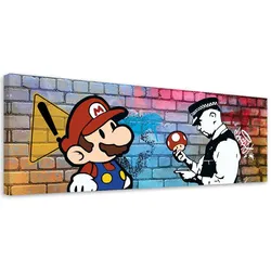 WANDBILD banksy mario und der polizist