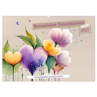 Romantischer Terminkalender (Wandkalender 2027 DIN A2 quer), CALVENDO Monatskalender