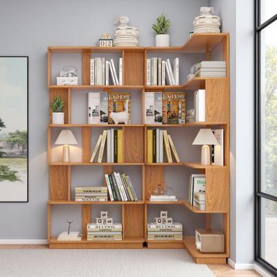 ZWYO HOSIMU "64.6"" H Set of 2 Corner & Extendable Bookshelf, Space-Saving Display Shelf, Freely Combinable Storage for Living Room Study"