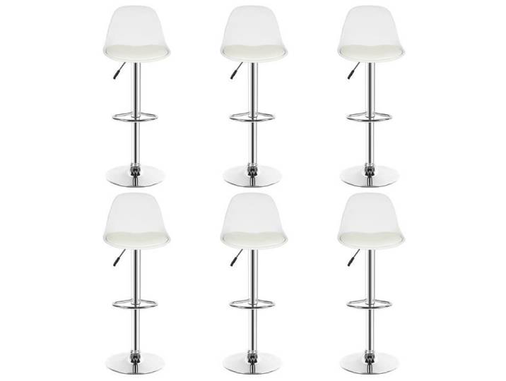 Lot de 6 Chaises réglable Tabouret de Bar Blanc - H80/100 CM - BUL - Scandinave - Moderne