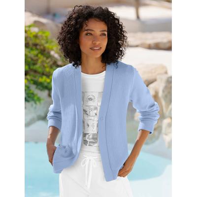 Cardigan HEINE, Damen, Gr. 40, blau (eisblau), 50% Baumwolle, 50% Polyacryl, unifarben, Strickjacken